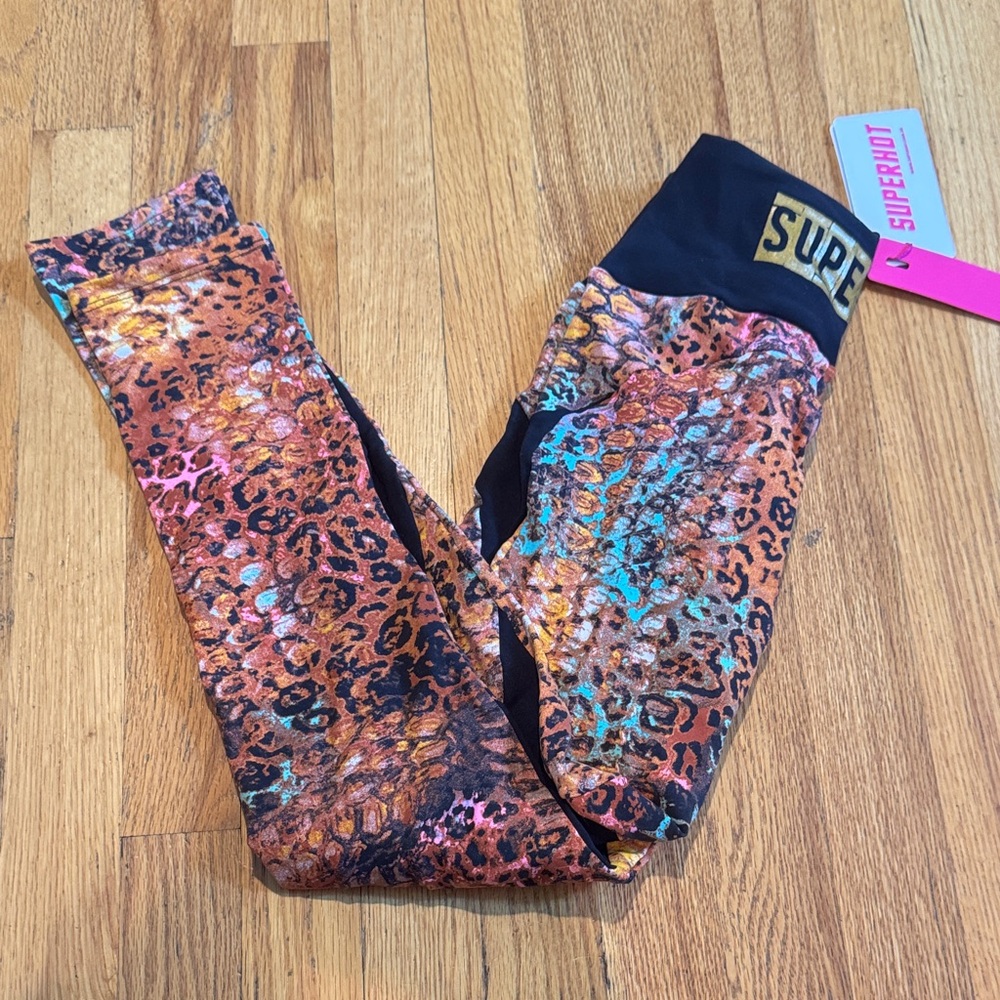 NWT Superhot Colorful Leopard Print Leggings Womens 2-8